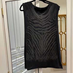 Diesel Black Tank with Subtle Zebra Print